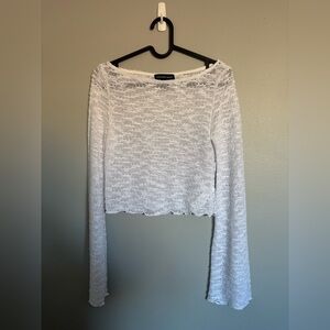 Streetwear Society White Knit Bell Sleeve Crop Sweater